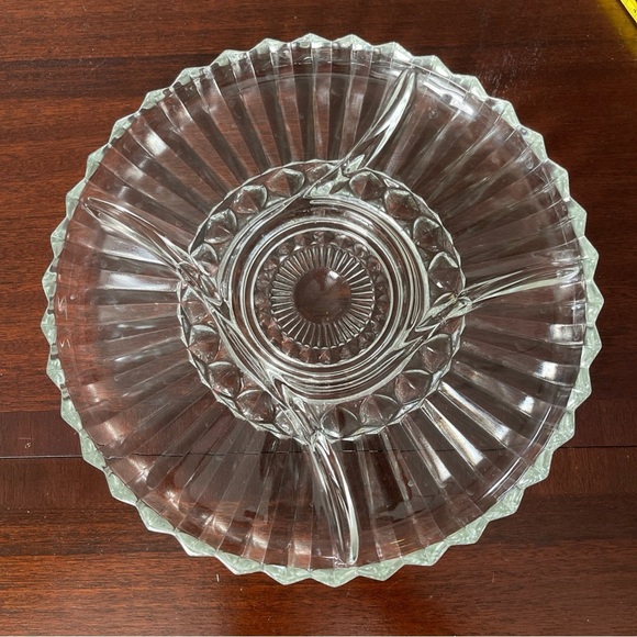Vintage Indiana Glass 11 3/4" Round 5 Part Relish Lotus Blossom Clear. EUC - Picture 8 of 8